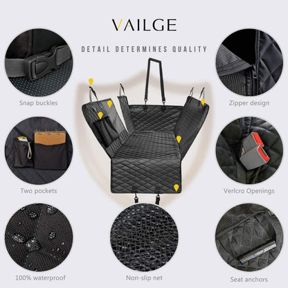 Dog Car Seat Cover for Back Seat, 100% Waterproof Back Seat Pet Cover for Dogs with Mesh Window, Scratch Prevent Antinslip Dog Hammock for Car